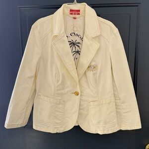 Vintage Oscar de la Renta White Denim Punta Cana Blazer - Size 6